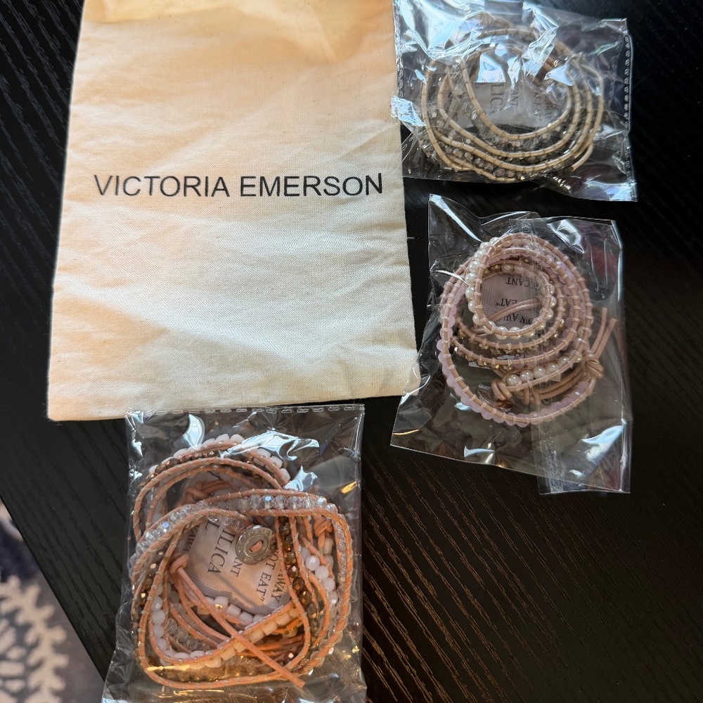 Victoria Emerson Beaded Wrapped Bracelets- Lot of 3